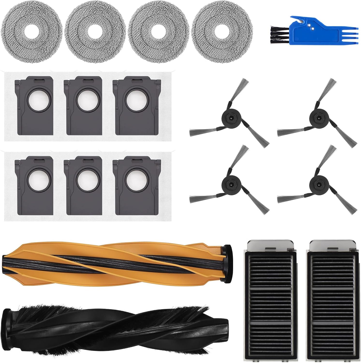 Detalle de Ersatz-Zubehör-Set kompatibel für Dreame L50/L50S/L40s Pro Ultra & Mova V50/P50s Ultra (Hauptbürste, Filter, Seitenbürsten, Wischpads, Staubbeutel)