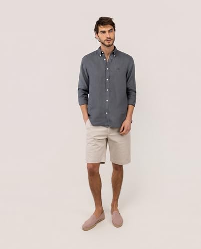 Detalle 2 de El Ganso Camisa Lino Garment Dyed Button Down Gris