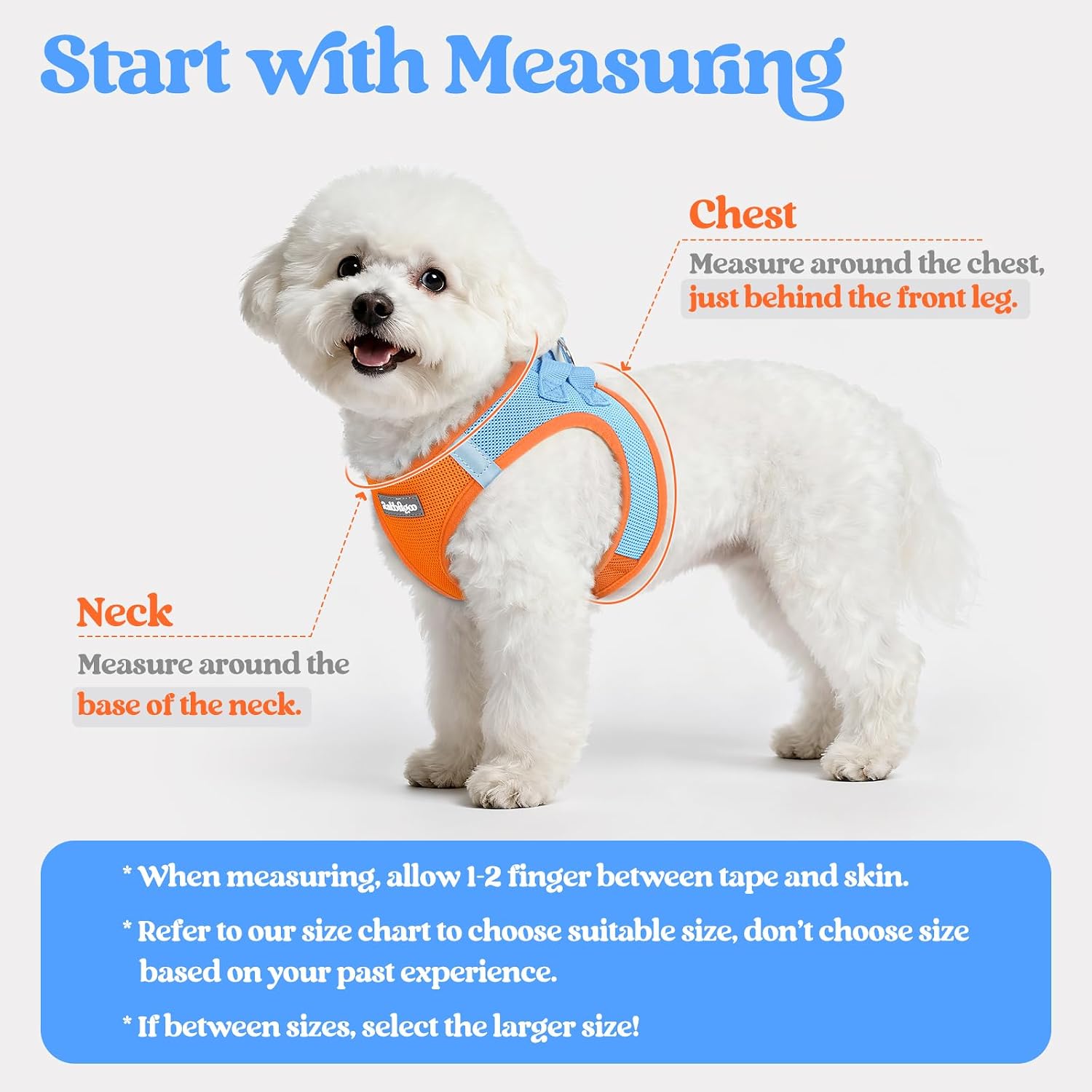 Detalle 2 de rabbitgoo Step-in Soft Mesh Dog Harness & Leash Set (Blue & Orange) – Small Size S