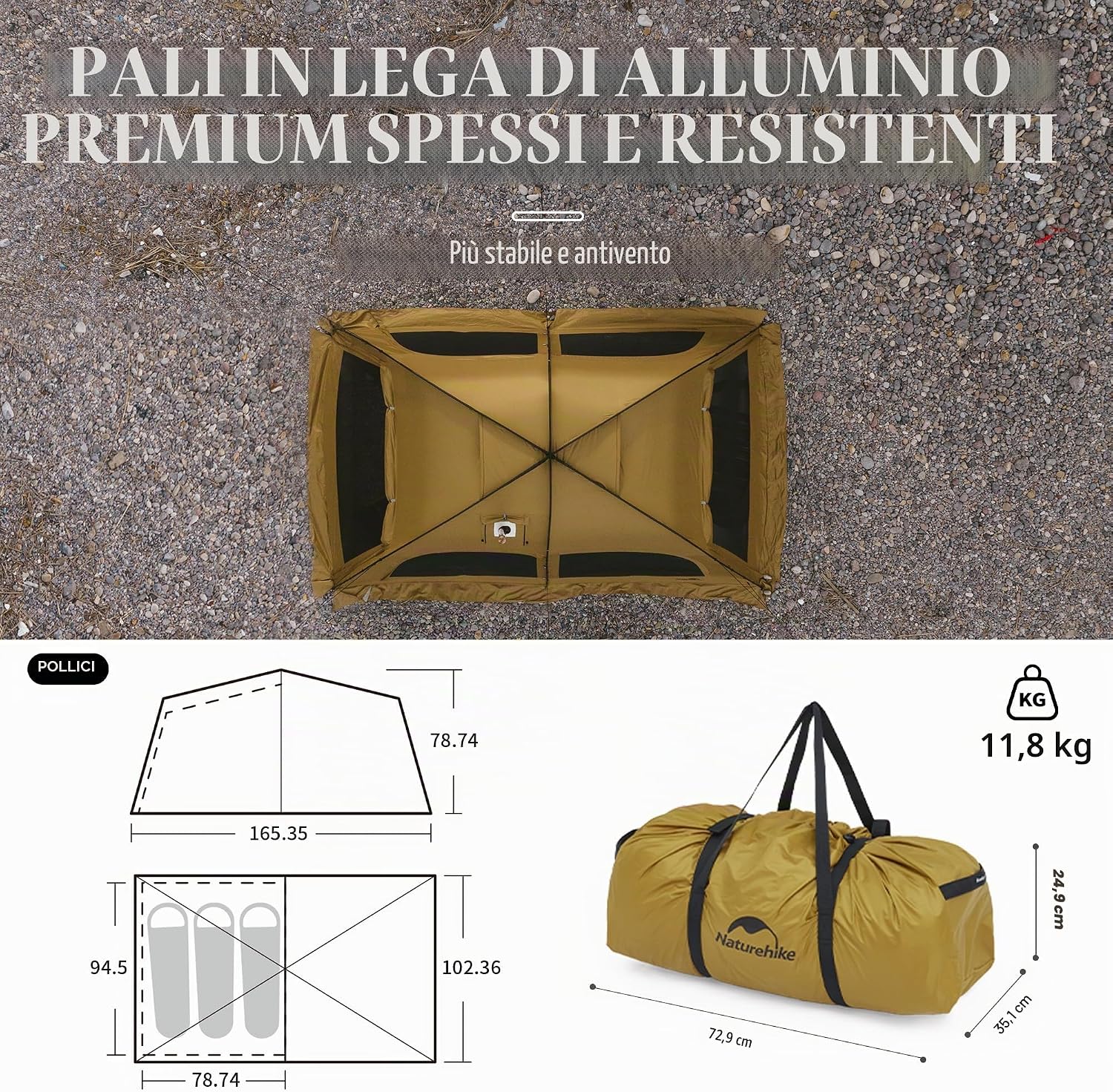 Detalle de Naturehike Tenda Campeggio 2-4 / 3-6 posti con Camino e PU4000mm