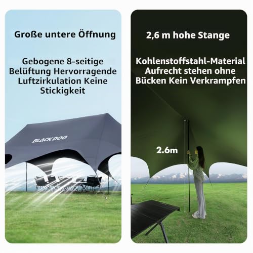 Thumbnail 4 de Windhike Blackdog Camping Zeltplane 26/60 m² Schattenfläche – robustes Tarp mit UV-Schutz