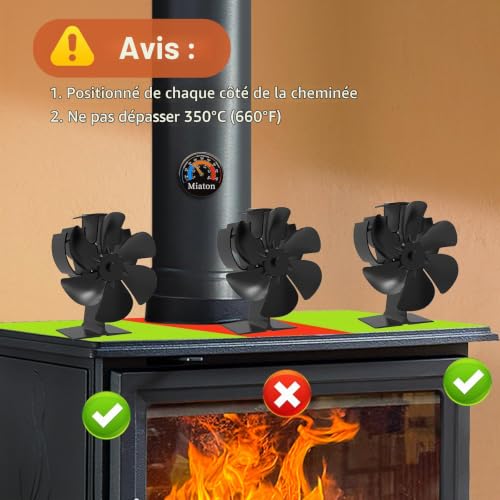 Thumbnail 7 de Miaton ventilateur de poêle thermique à 6 pales en aluminium