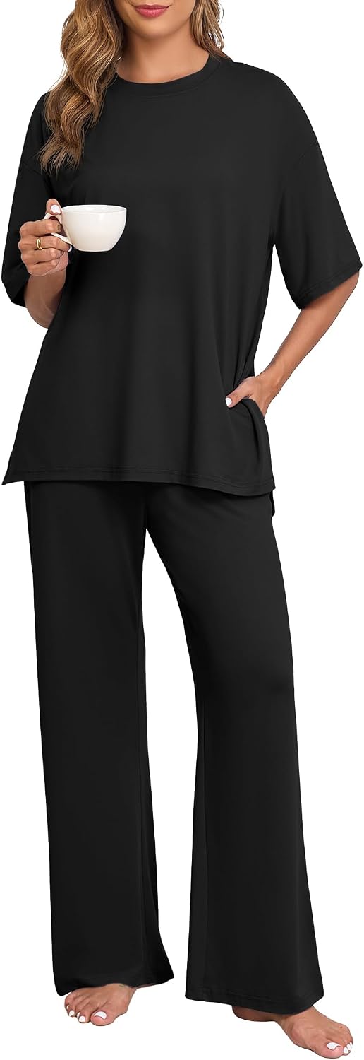 Thumbnail 4 de VINTATRE Womens Pajama Set, Two-Piece Women's PJs with Pockets, Short Sleeves and Long Pants