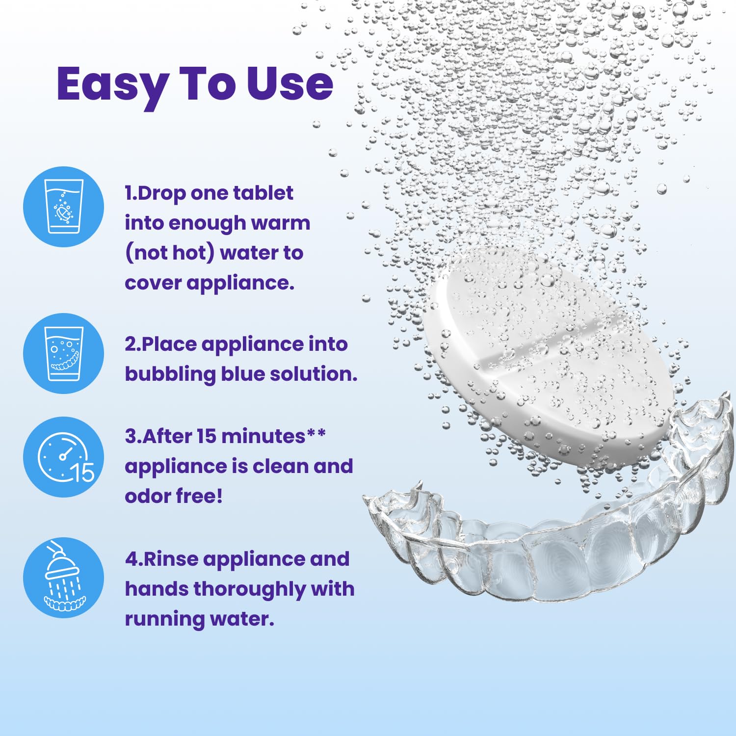 Detalle de Retainer Brite Cleaning Tablets for Clear Retainers, Aligners & Nightguards (120 Pack)