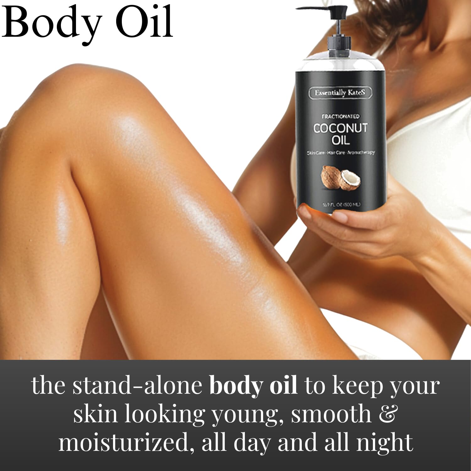 Thumbnail 1 de Essentially KateS Fractionated Coconut Oil (Body & Hair Carrier Oil) — No Scent, 16.9 fl oz (500 mL)