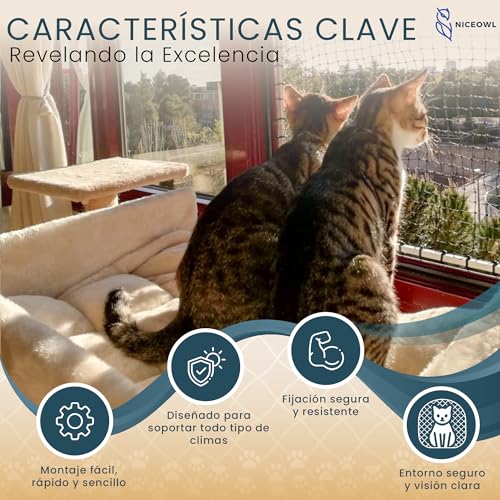 Detalle de NICEOWL Red para Gatos Terraza 8x3m Transparente – Seguridad y Visibilidad sin Complicaciones