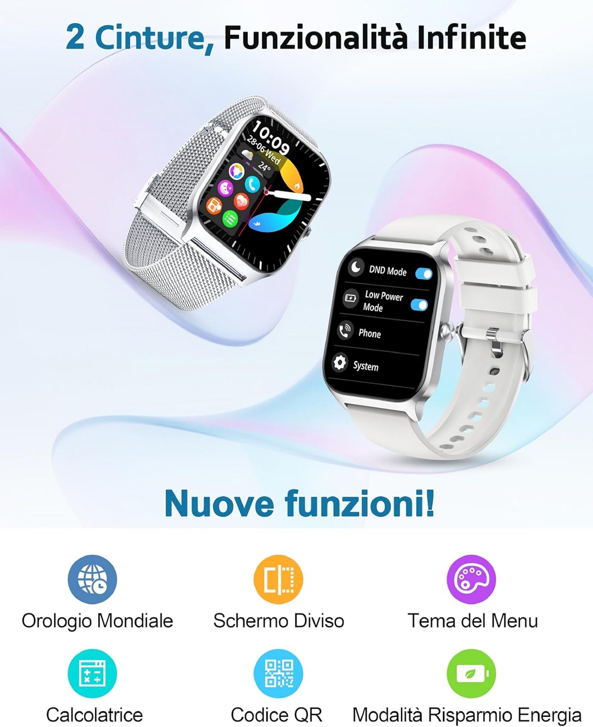 Thumbnail 6 de Popglory Smartwatch Uomo Donna 1.85": chiamate, assistente AI e 100+ modalità sportive con due cinturini in regalo