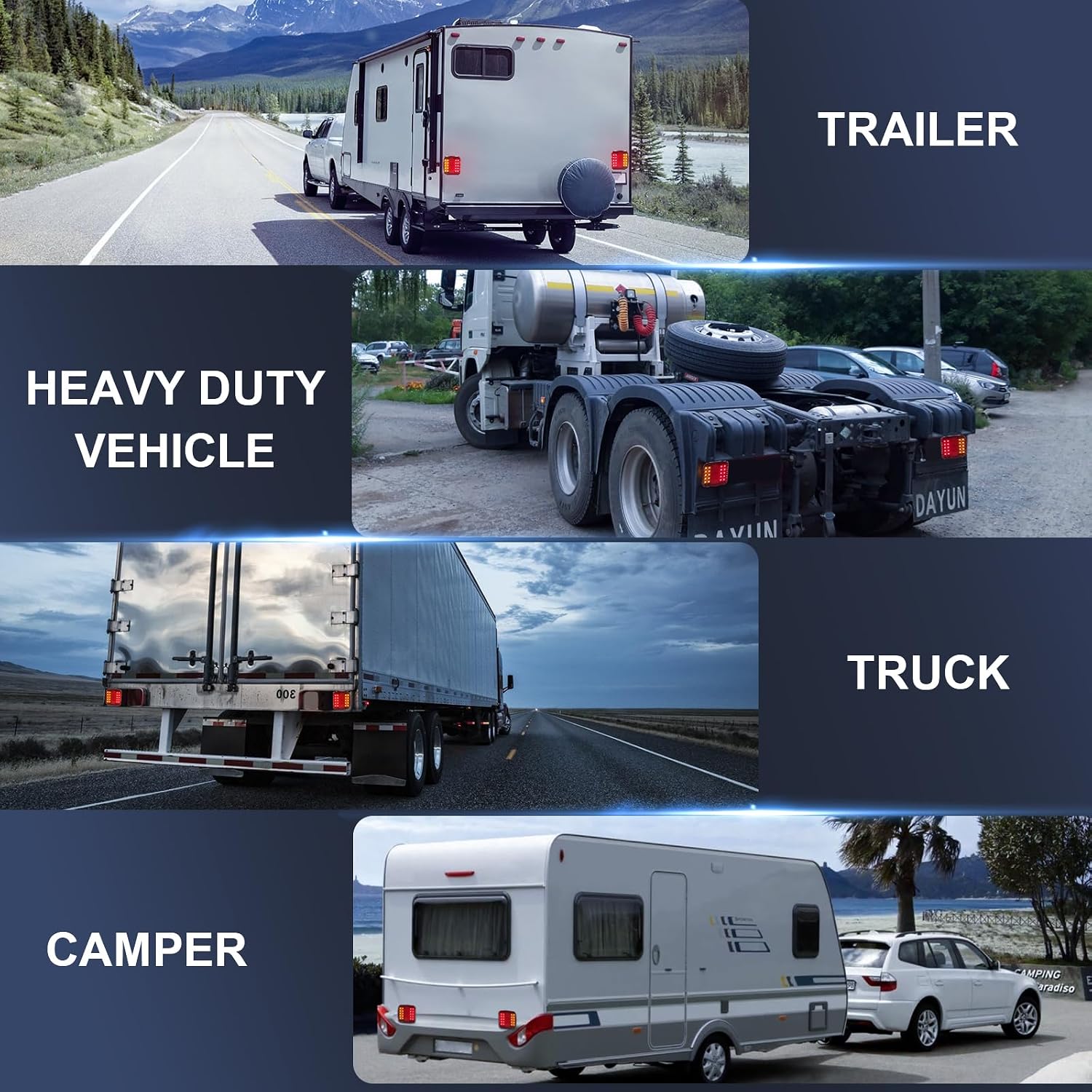 Detalle de AOHEWEI Magnetic LED Trailer Tail Light Kit 12V – 7.5m Cable, 7-Pin Plug, Magnet Mount
