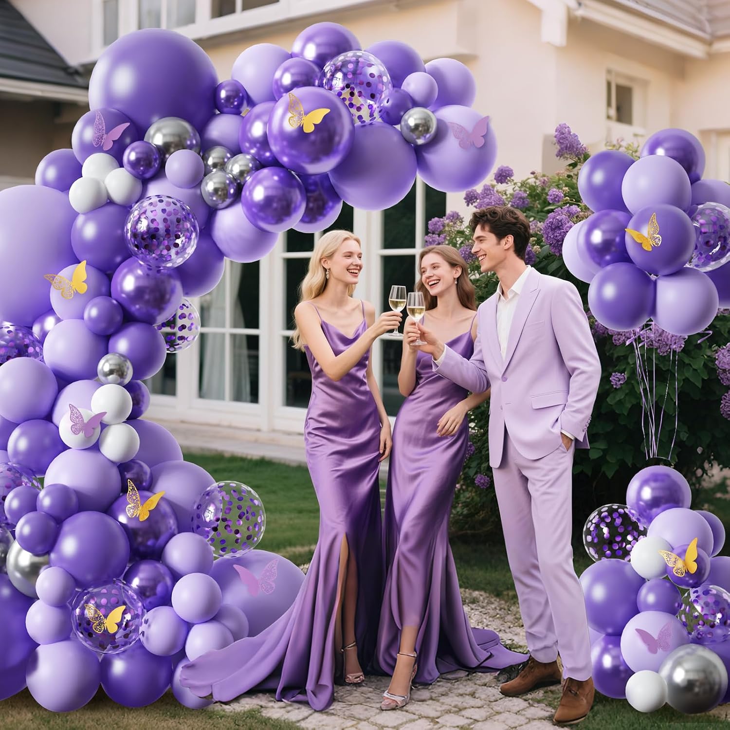 Thumbnail 5 de 155Pcs Purple Balloons Garland Arch Kit – Purple Birthday Decorations for Girl
