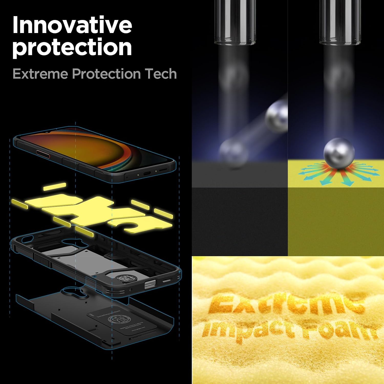 Detalle de Spigen Cover Tough Armor per Samsung Galaxy Xcover 7 in nero