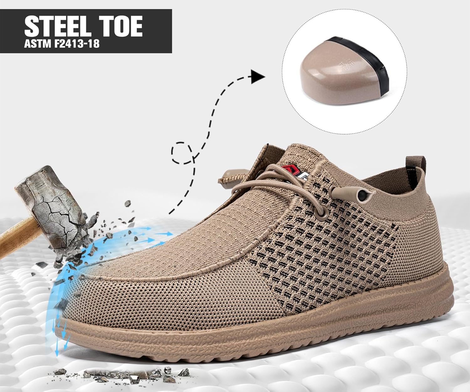 Thumbnail 4 de LARNMERN Slip On Steel Toe Shoes for Men – Lightweight, Comfortable, No-Luss Security Sneakers