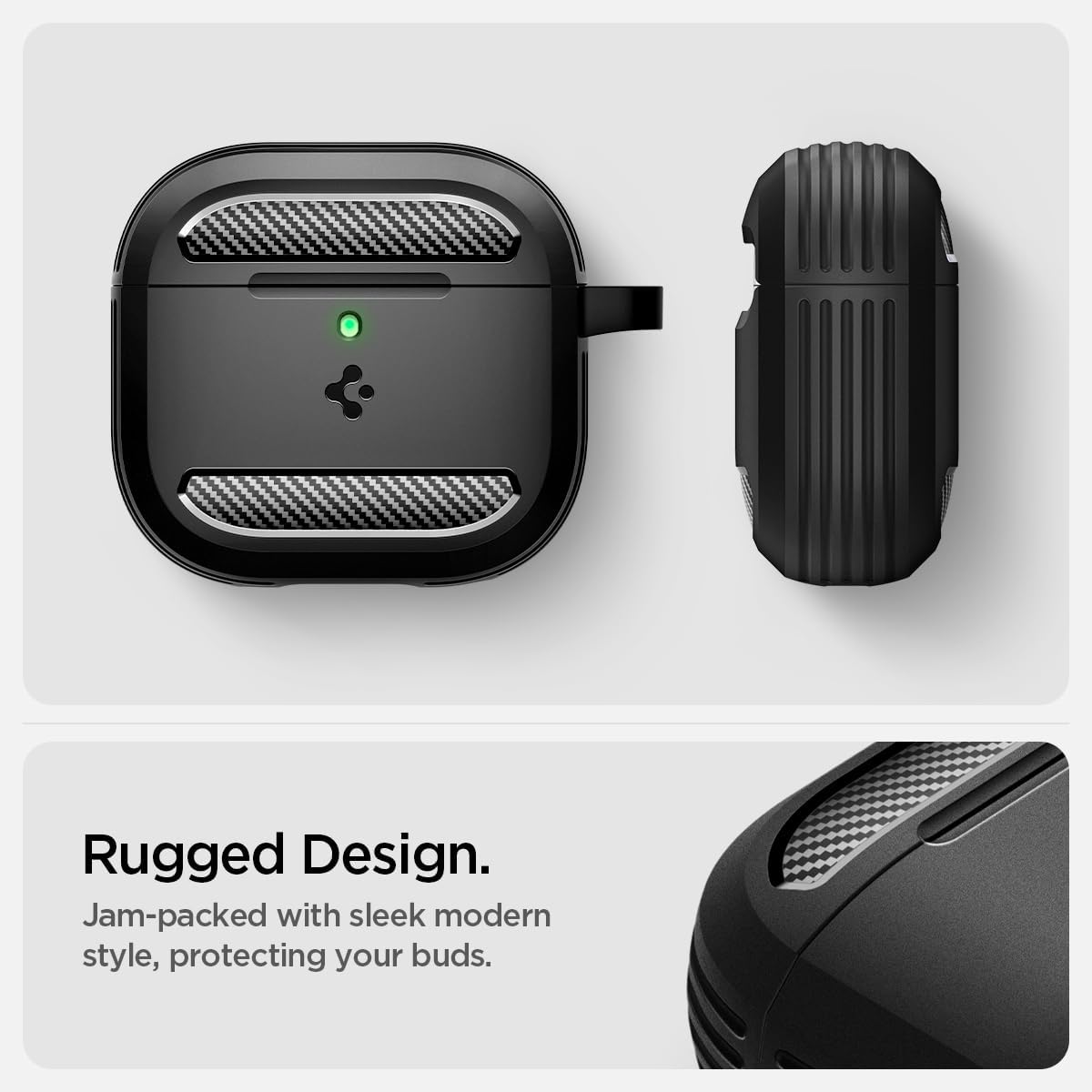 Detalle de Spigen Rugged Armor coque pour AirPods 4 (2024) – noir mat