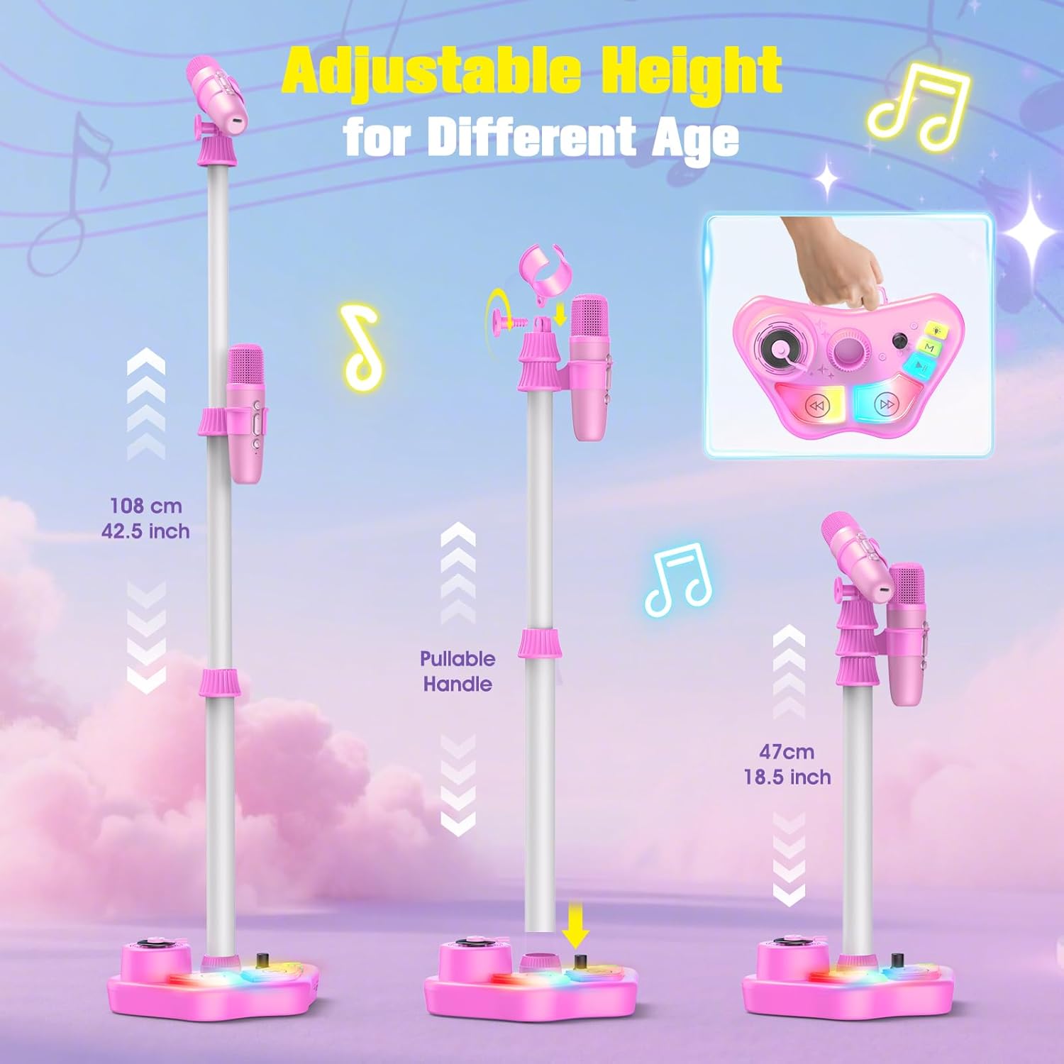 Thumbnail 6 de Dislocati Microfono con Supporto Regolabile per Bambini – Set a due microfoni con luci LED e altoparlante Bluetooth