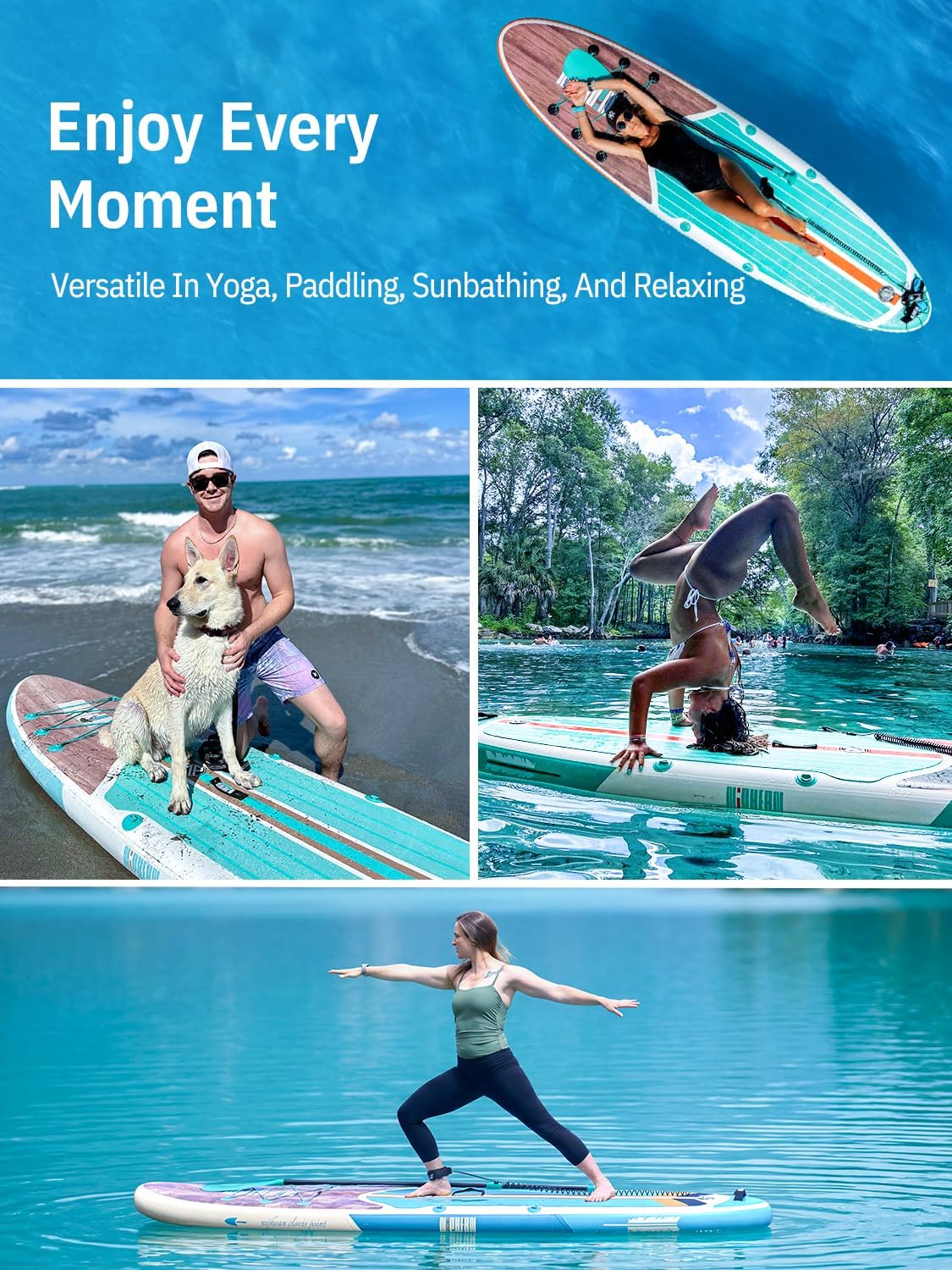 Thumbnail 6 de Niphean Inflatable 10’6” Stand Up Paddle Board with SUP Accessories, Anti-Slip EVA Deck (Adults & Youth)
