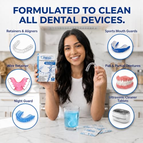Detalle de Retainer Fresh Retainer Cleaner Tablets (96 Tablets) – Minty Denture & Appliance Cleaner for Daily Care