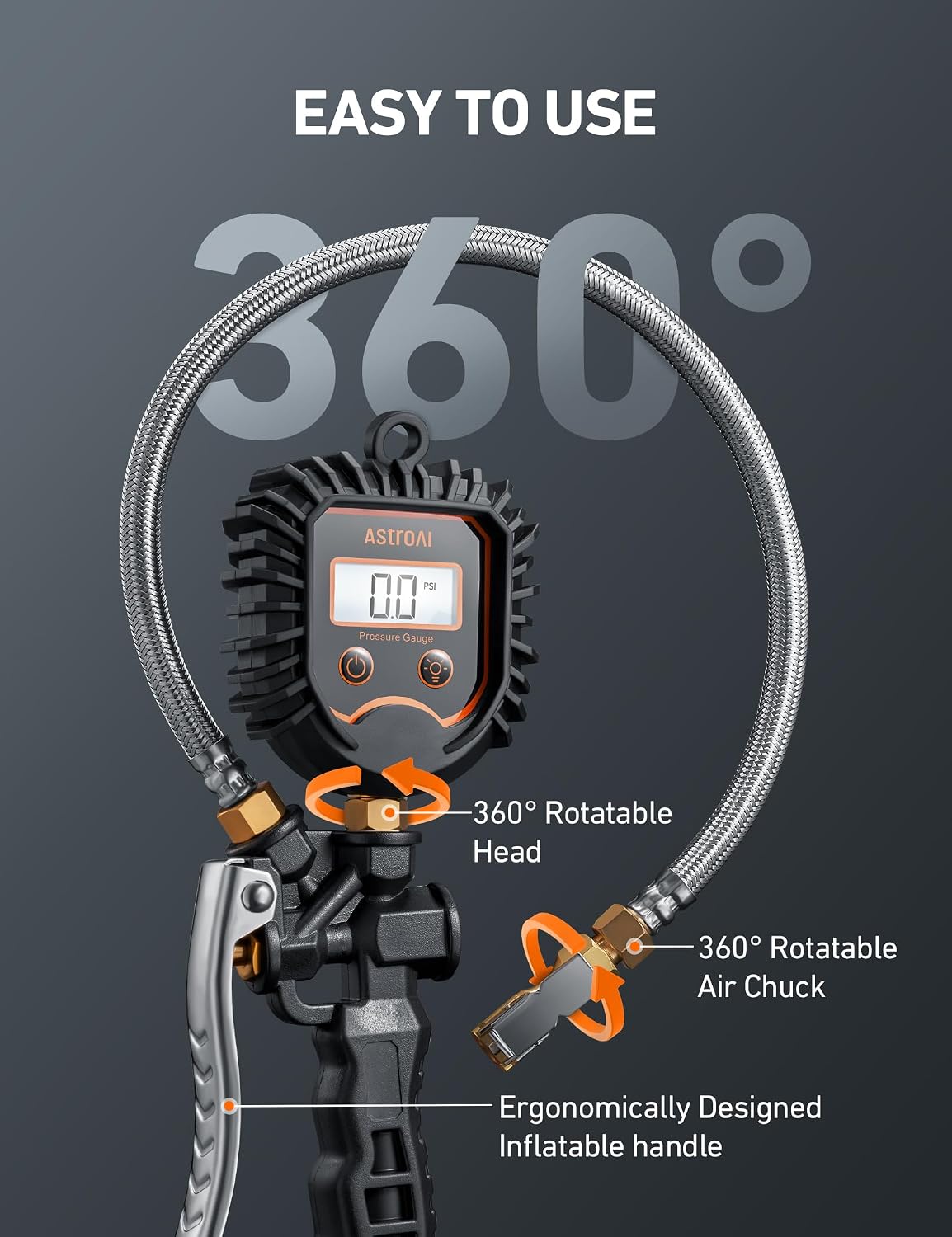 Thumbnail 5 de AstroAI Digital Tire Pressure Gauge with Heavy Duty Inflator and 250 PSI Hose