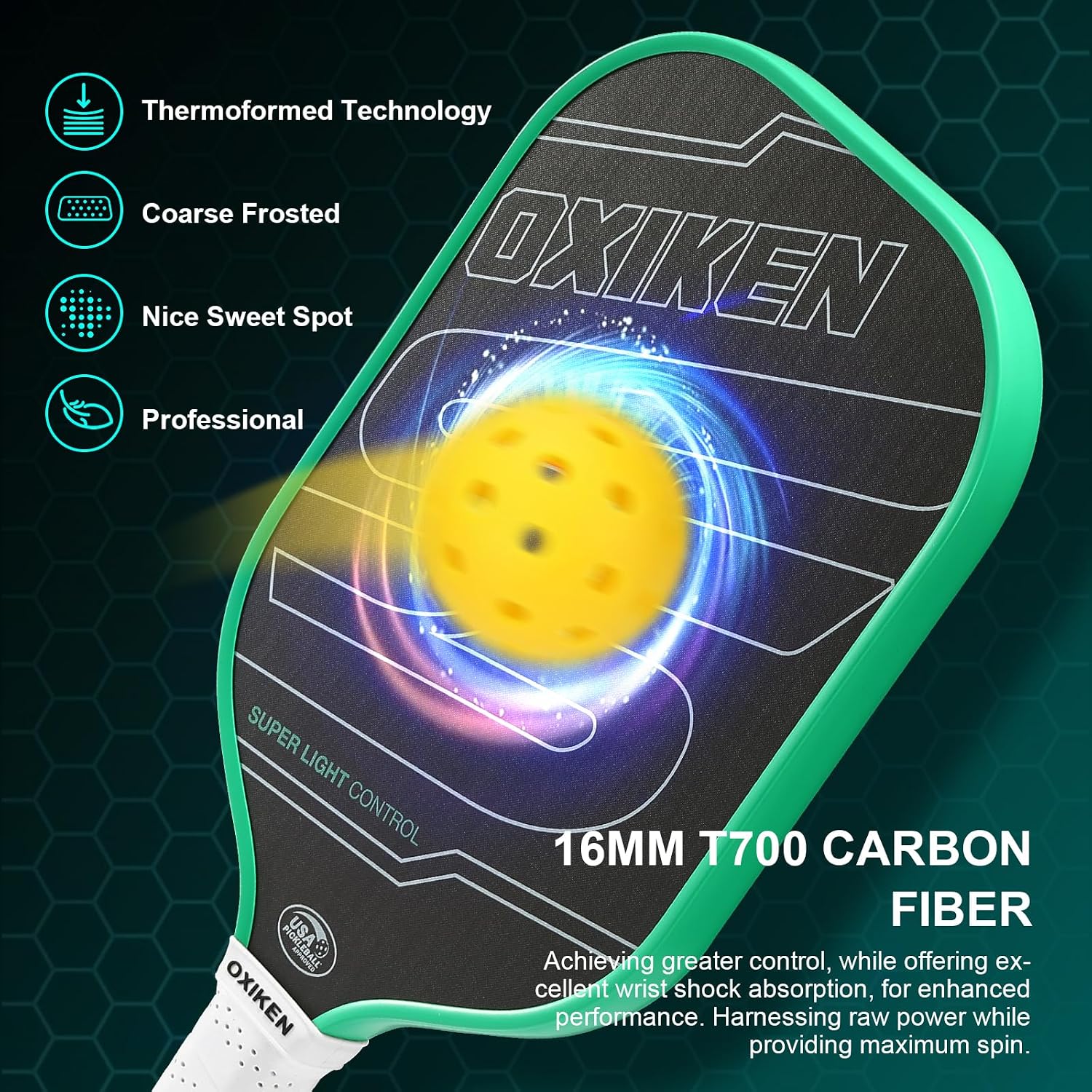 Detalle 2 de OXIKEN pickleball paddle T700 carbon fibre