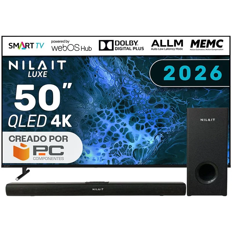 Detalle de Nilait Luxe 50UD8004SWOS: TV QLED UHD 4K con webOS y Harmony Sound Bar 2.1