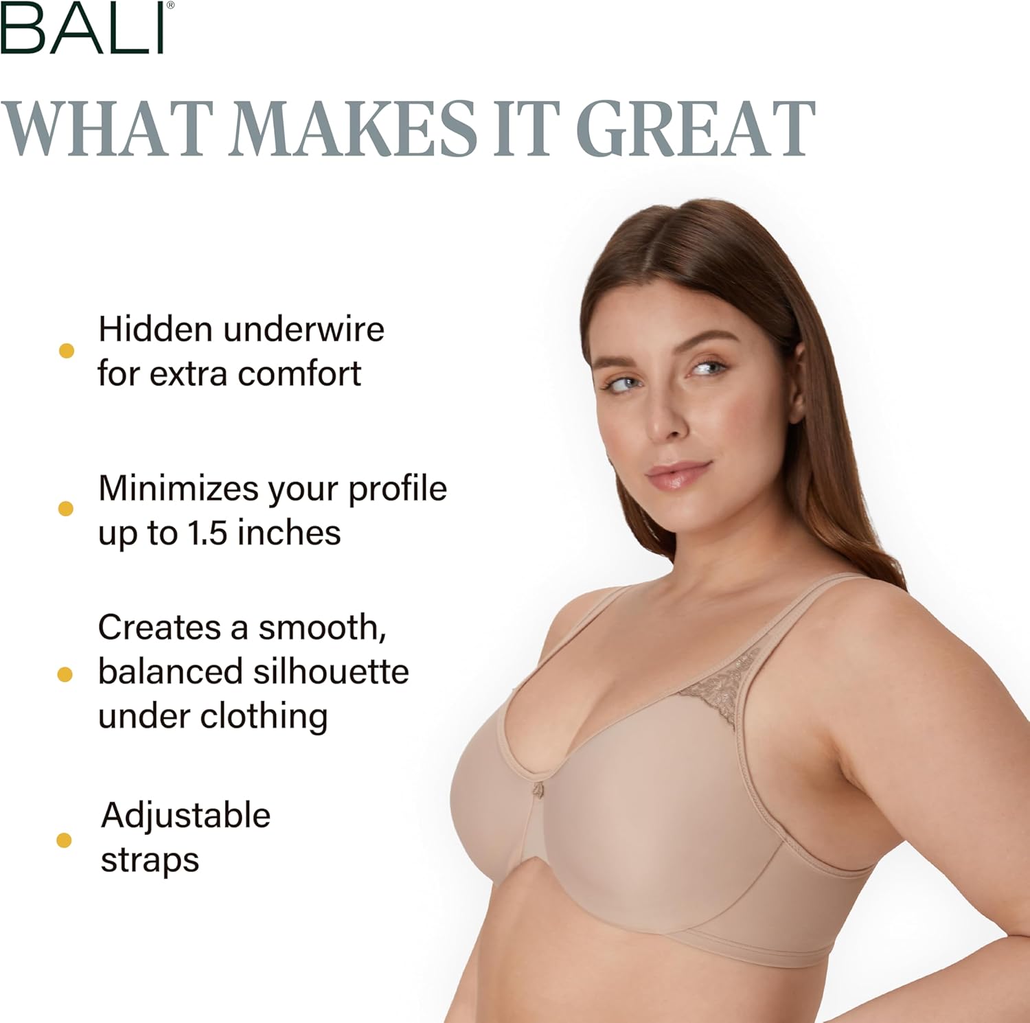 Detalle de Bali Women’s Minimizer Bra with Hidden Underwire (reduces up to 1.5 inches)