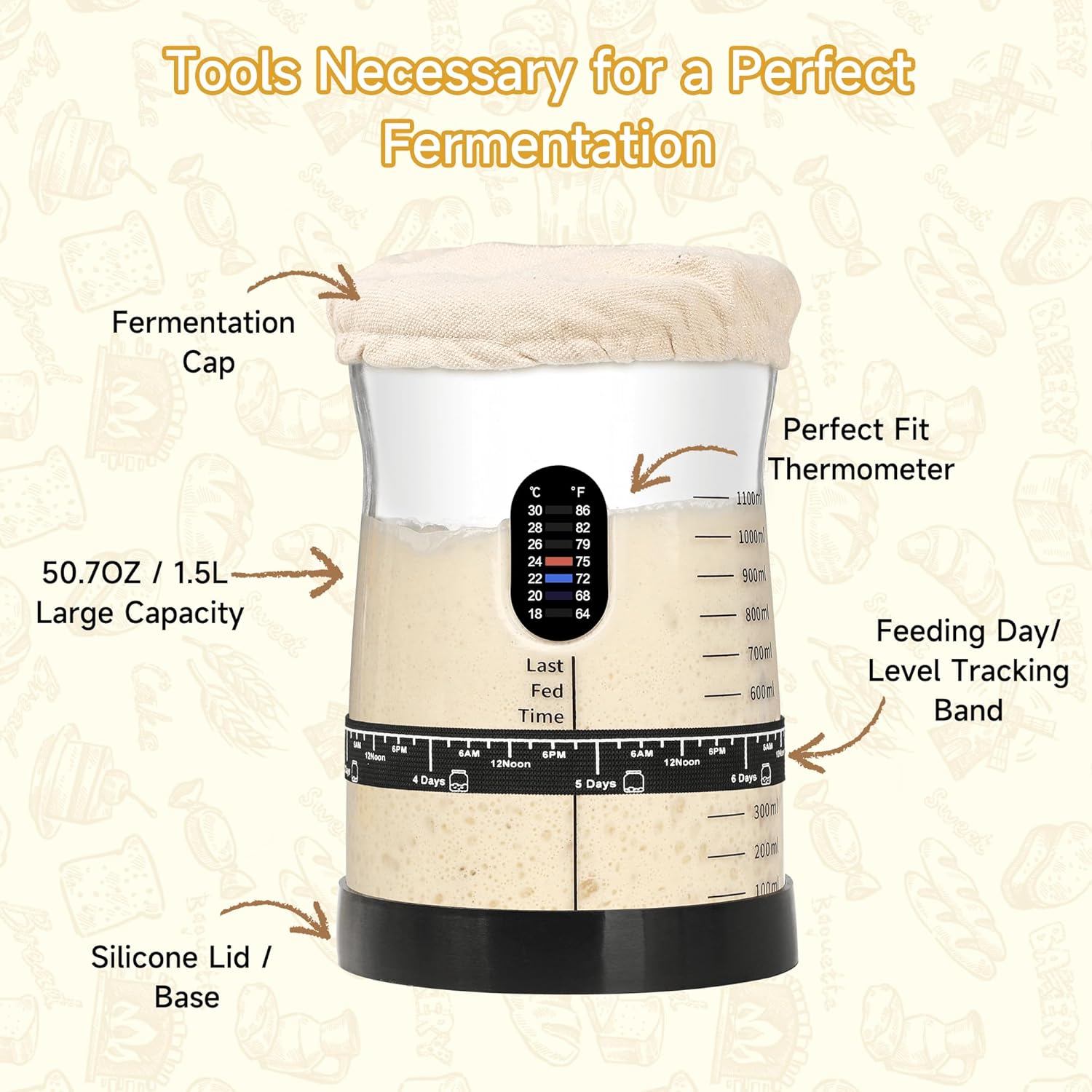 Detalle 2 de Coco Bird Pro Sourdough Starter Kit 50 oz 🥖
