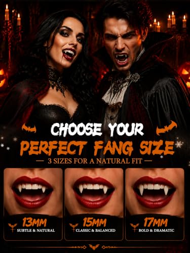 Thumbnail 1 de POCIONE Fake Vampire Fangs for Adults, 3 Pairs with Adhesive Beads