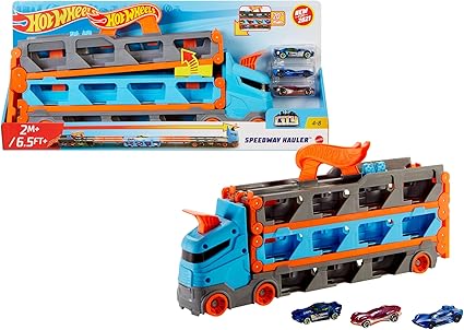 Detalle de Hot Wheels City Camión autopista con lanzador y 3 vehículos