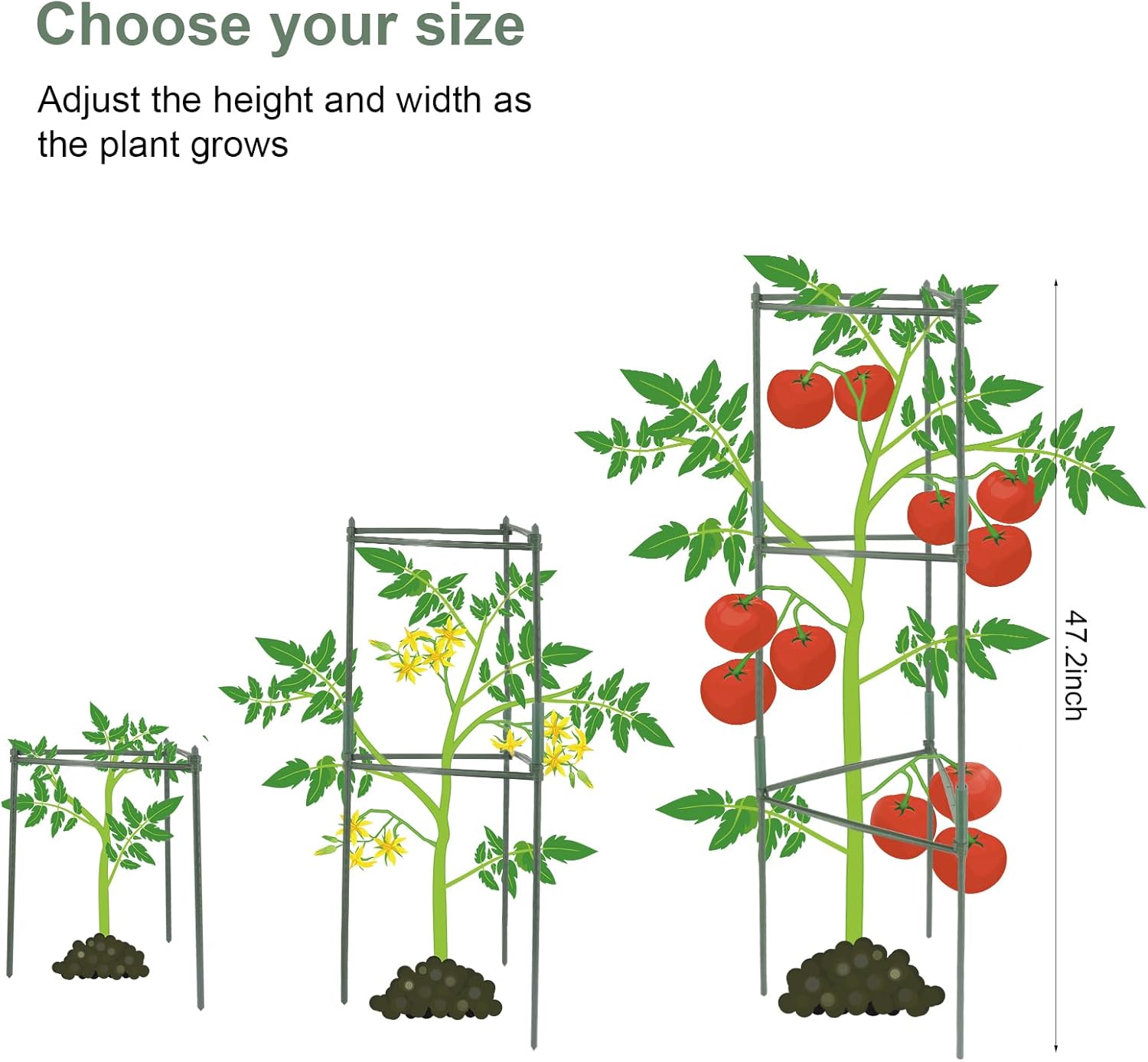 Thumbnail 2 de MoYouno Tomato Support Set of 3: Adjustable Climbing Vegetable Trellis Cages