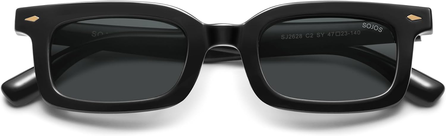 Detalle de SOJOS Lunettes de soleil Ecik polarisées SJ2628 – Carré rétro, légère et polyvalente