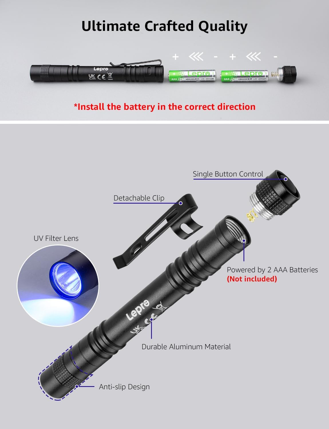 Detalle 2 de Lepro UV Light Pen 365nm