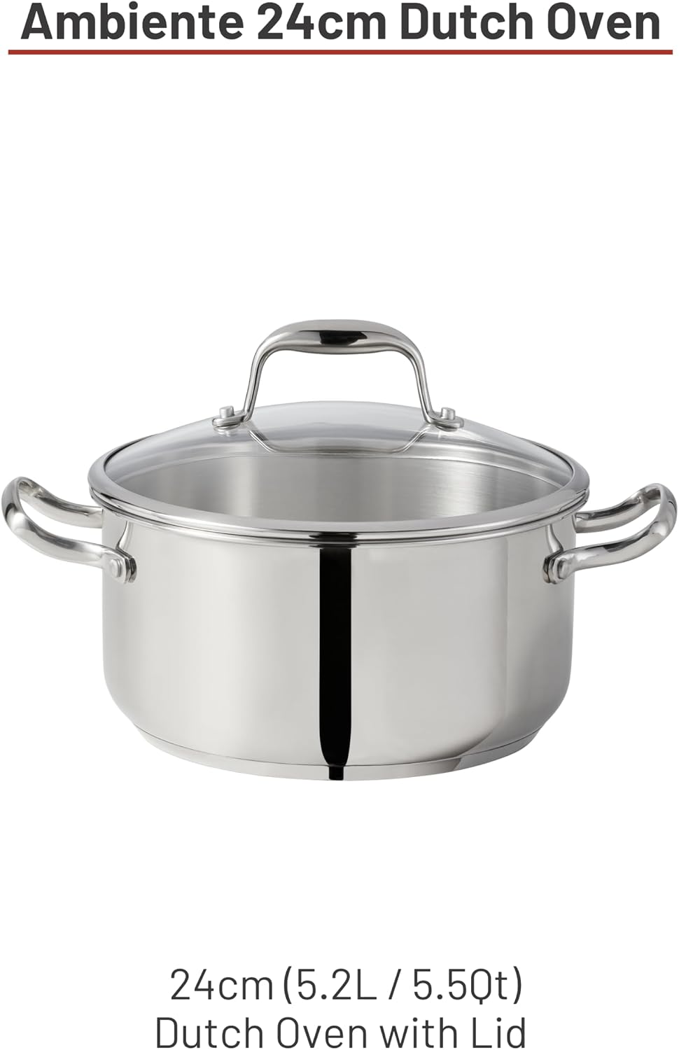 Detalle de Lagostina L853031224 Ambiente 5.2L Stainless Steel Dutch Oven