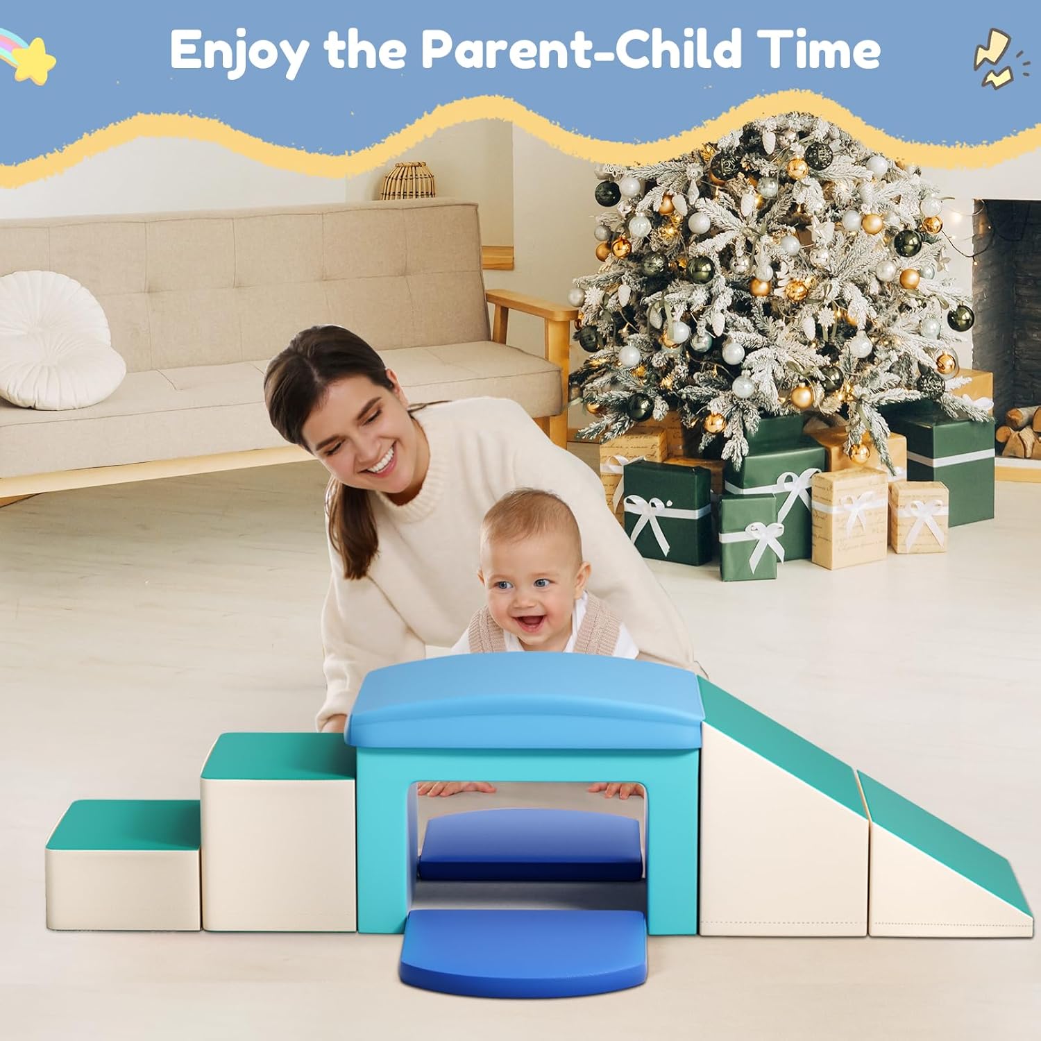 Detalle 2 de CUPCHID Blocchi da costruzione in schiuma 6 in 1 per bambini (Azzurro)