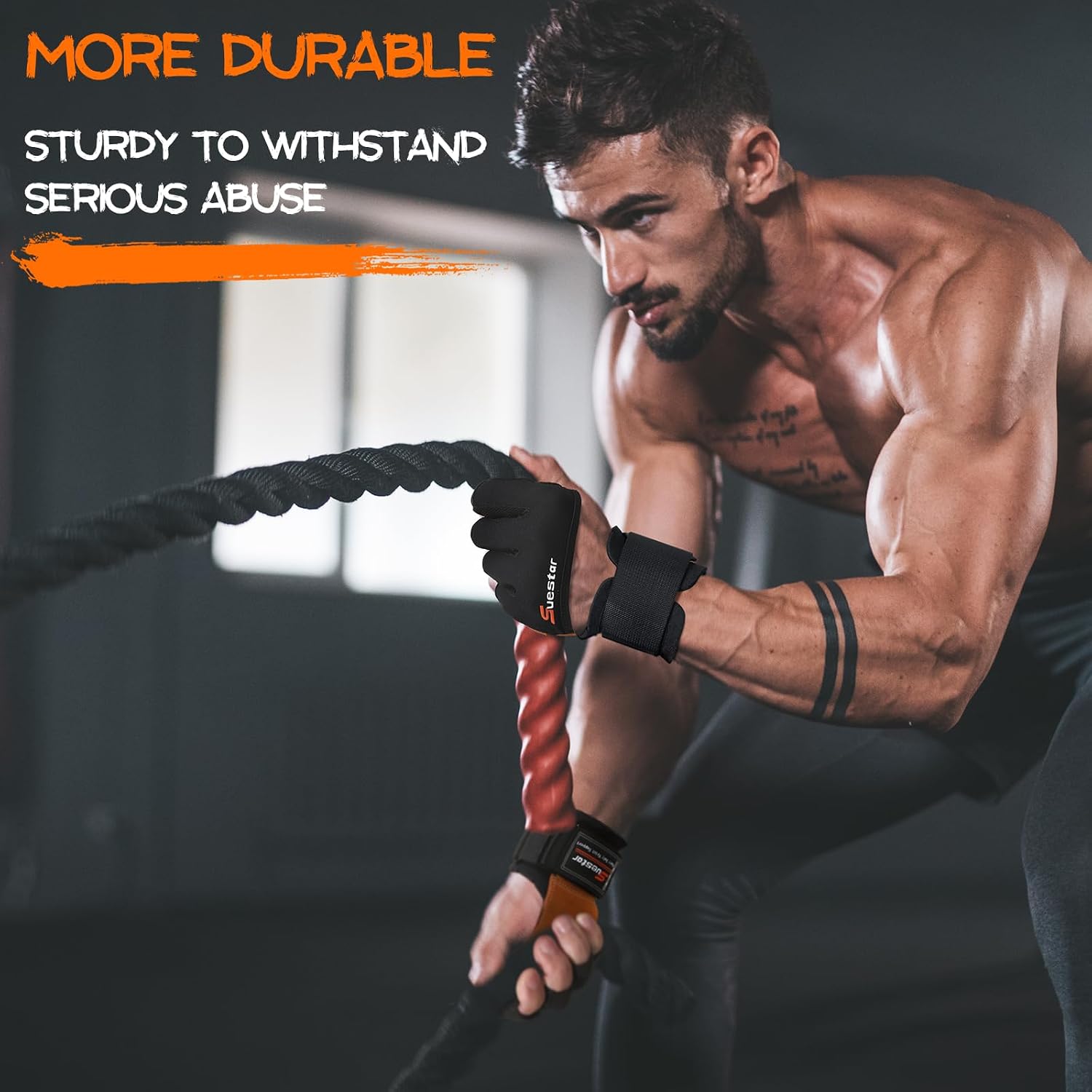 Thumbnail 6 de SueStar Workout Gloves with Cowhide Palm, Wrist Support and Silicone Grip