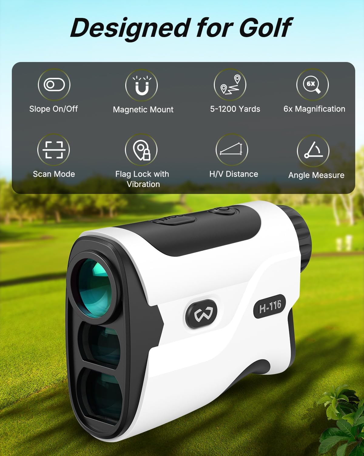 Detalle 2 de WOSPORTS H116 Golf Rangefinder with Slope, 6x Magnification and Flag Lock