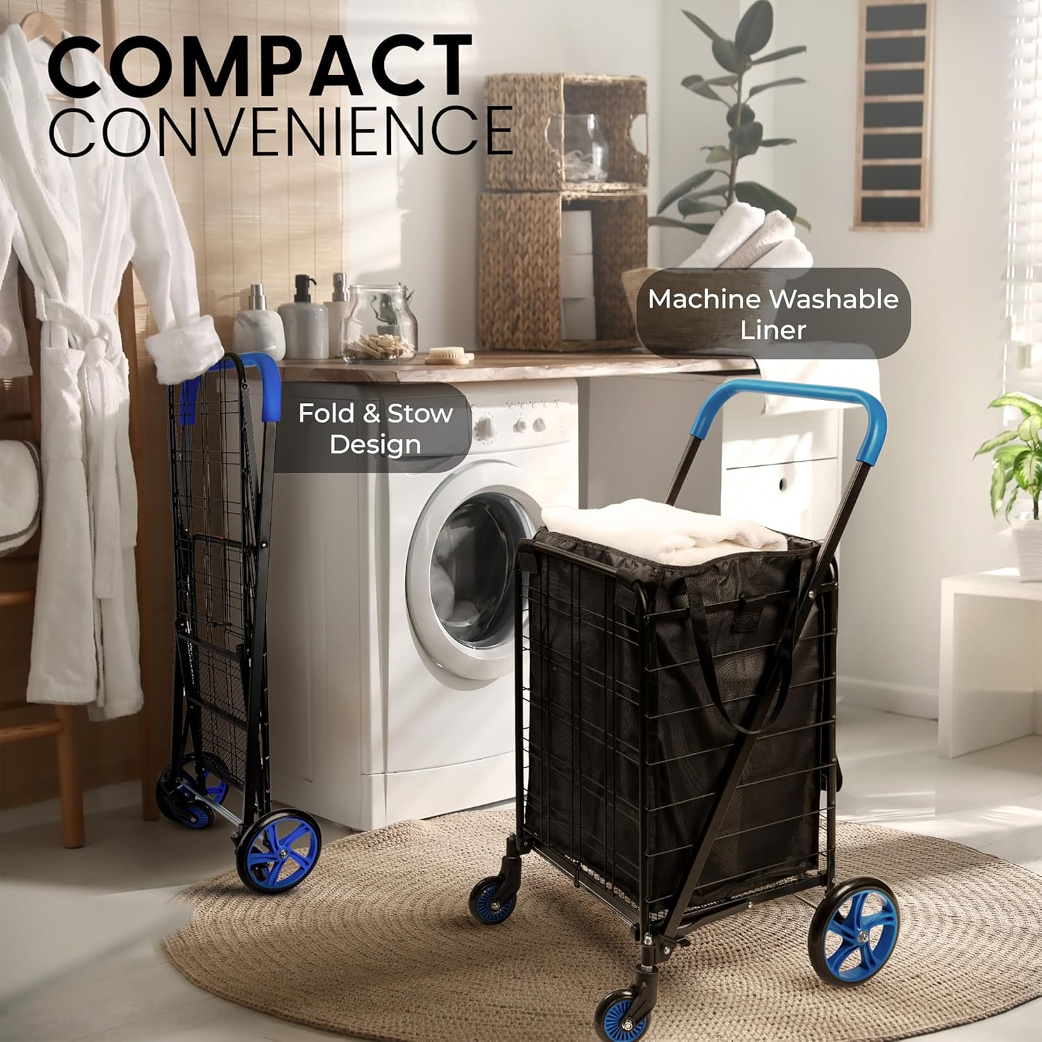 Thumbnail 5 de SereneLife Compact Foldable Trolley with Removable Liner 32kg
