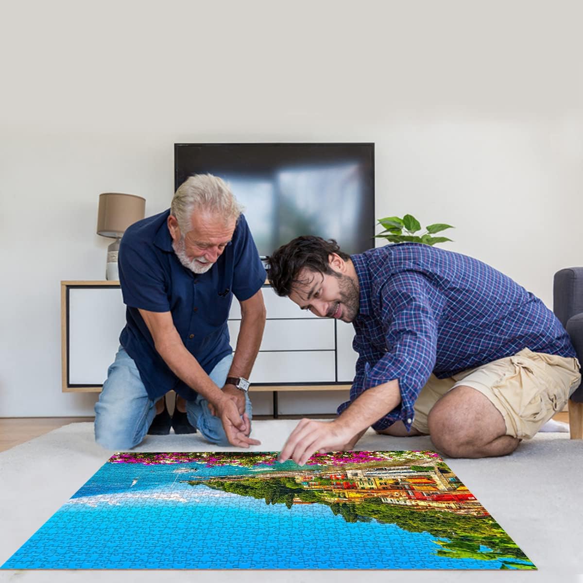 Detalle de HUADADA SQ0011 1000-Piece Lake Como Jigsaw Puzzle, 27.6" x 19.7