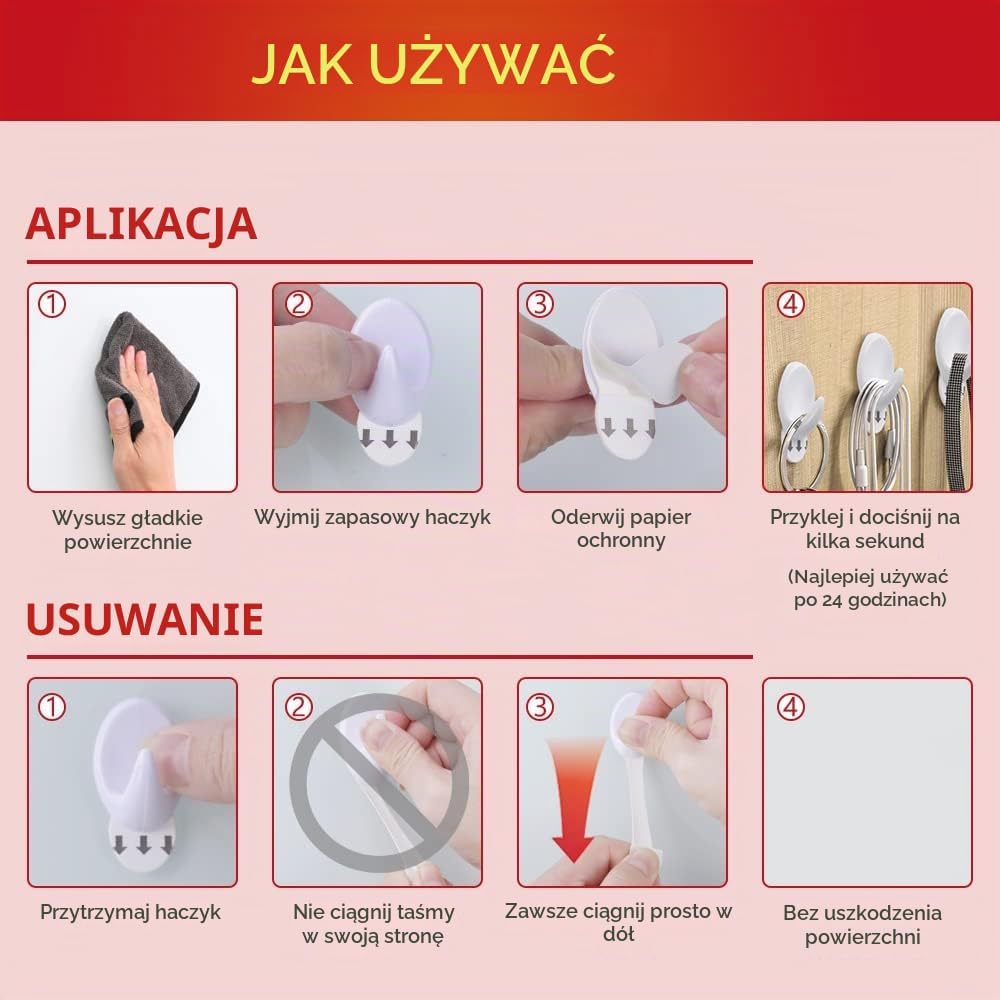 Detalle de Ainiv 1 – 8 małych haczyków samoprzylepnych z PVC, białych