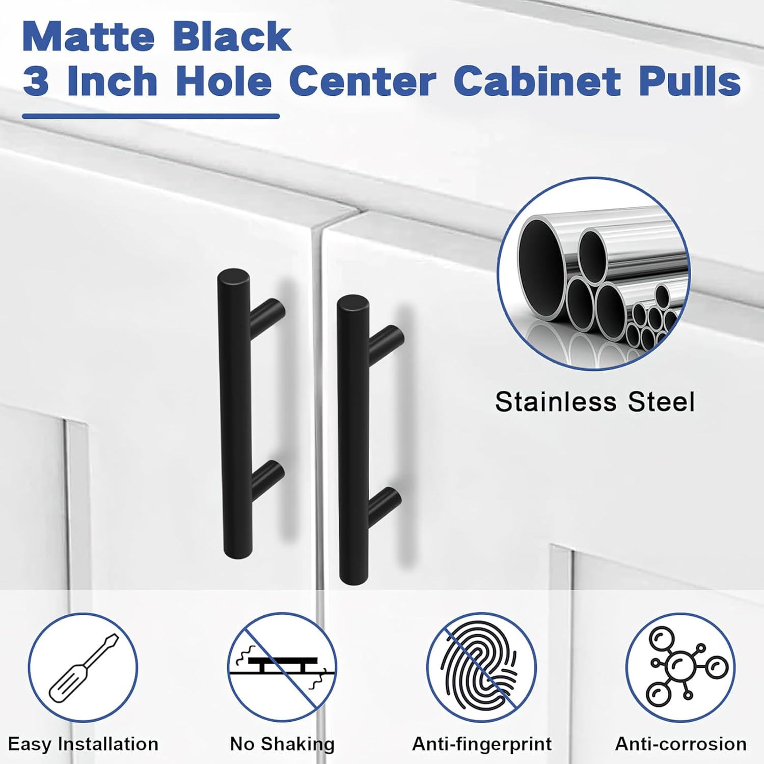 Detalle de Estmoon Cabinet Pulls, 3-Inch Hole Spacing