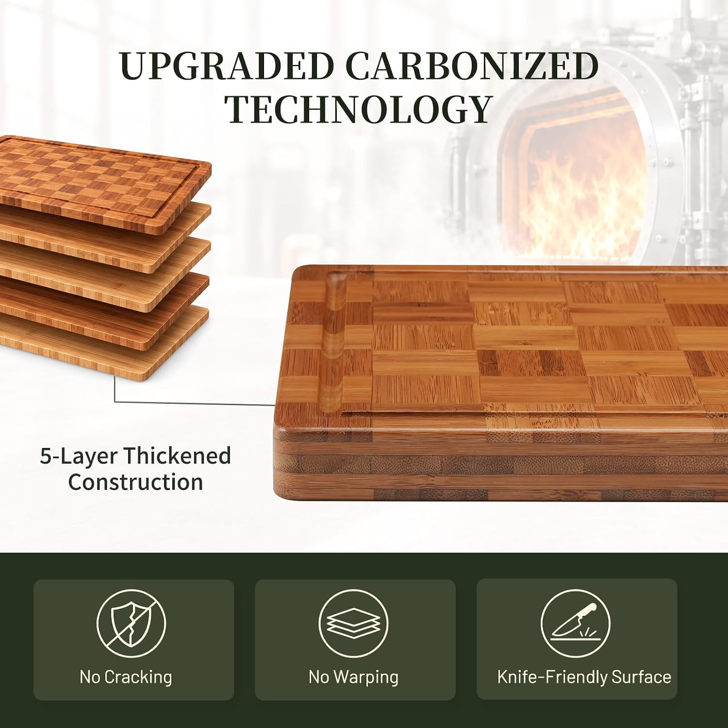 Thumbnail 4 de Kikcoin Extra Large Bamboo Cutting Boards Set of 3 ⚖