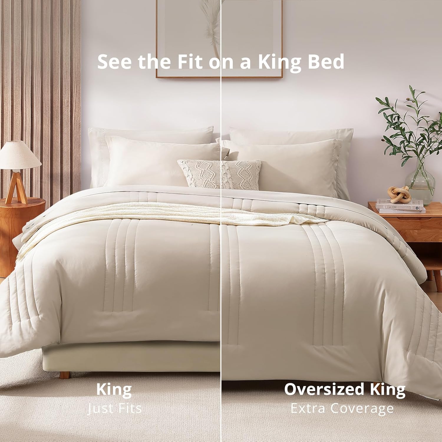 Thumbnail 5 de Monbix King Size Comforter Set (7-Piece) Bed in a Bag in Apricot Beige