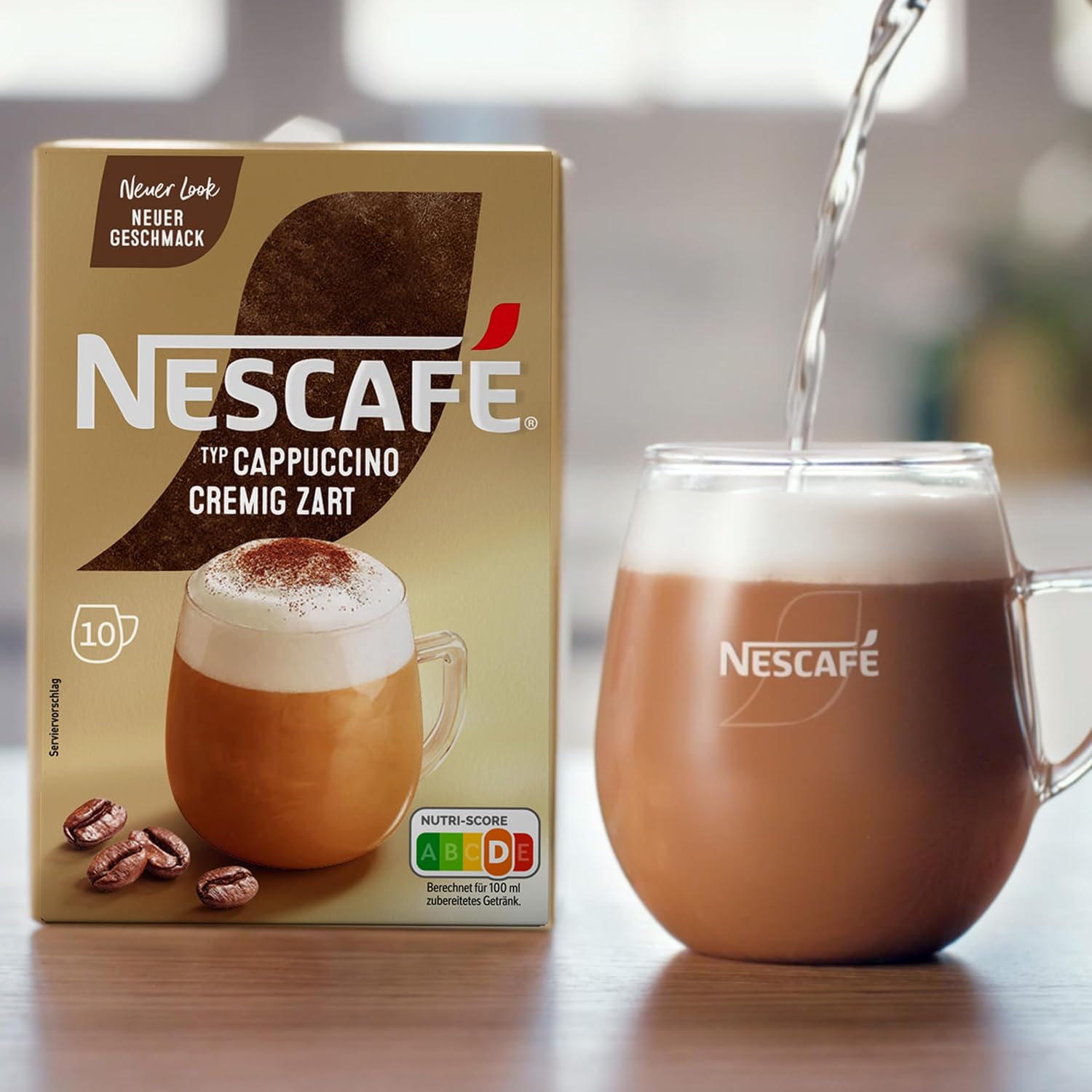 Detalle de NESCAFÉ Gold Typ Cappuccino Cremig Zart – 3er Pack mit löslichem Bohnenkaffee, 10 Sticks je 14 g