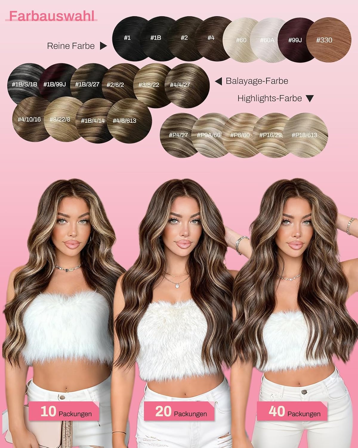 Detalle de Moresoo Tape Extensions Echthaar – 10 Stück, 50 cm, nahtloses Echthaar-Volumenpaket