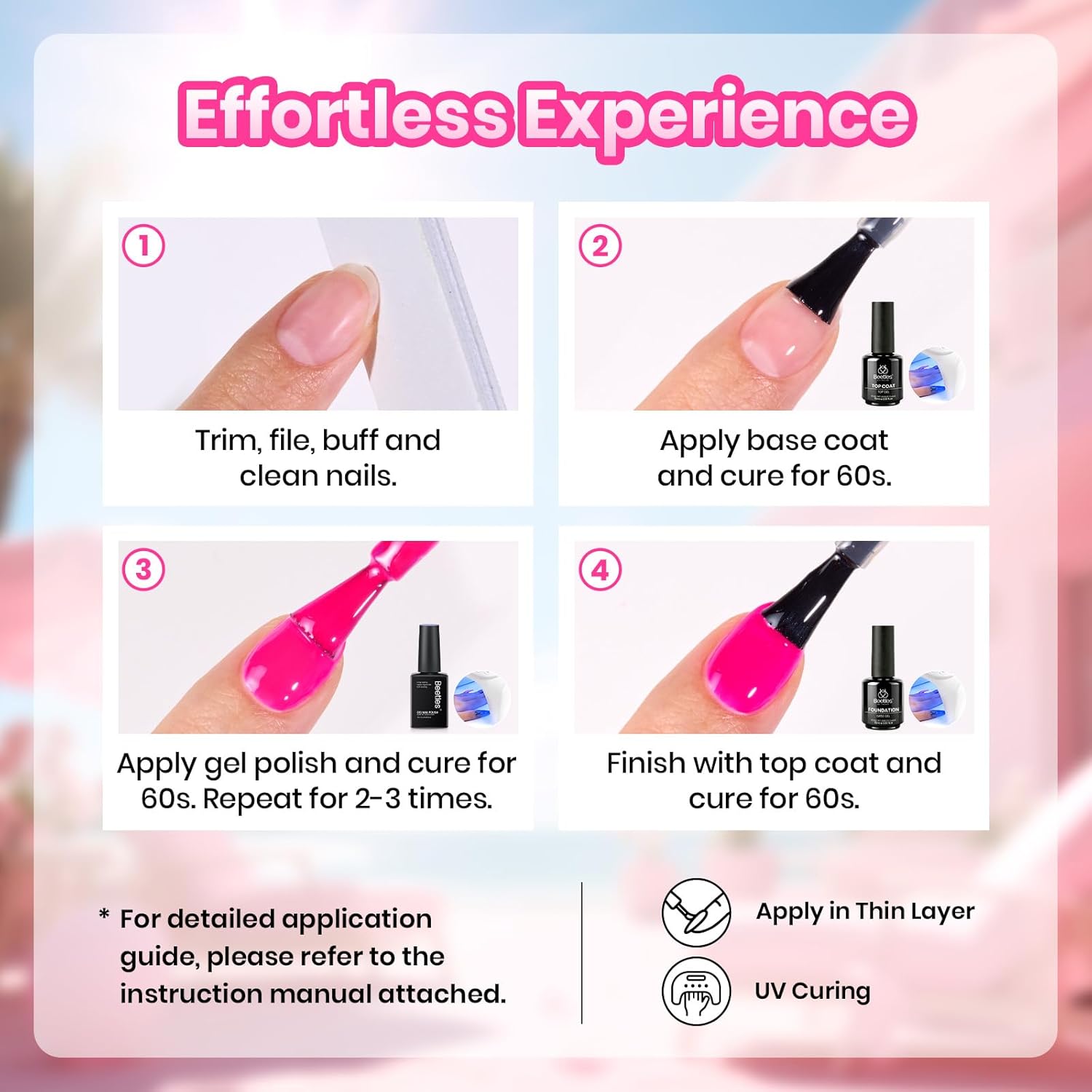 Thumbnail 6 de Beetles Pink Gel Polish Set - Summer Heartbeat (6 Colors) for DIY at Home