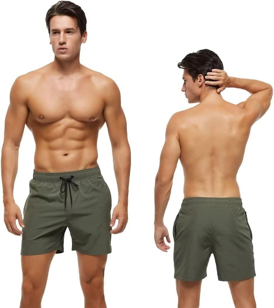 Detalle 2 de YuKaiChen Men’s Quick-Dry Swim Shorts with Mesh Lining and Zipper Pockets