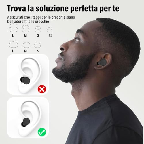 Detalle de IDE11 Tappi per orecchie 35 dB - Silicone riutilizzabile con 7 paia XS/S/M/L per dormire, viaggiare, relax o concerti