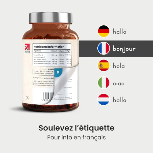 Thumbnail 3 de VitaBright Oméga 3 Gélules 1000–3000 mg: 990 mg EPA / 660 mg DHA, 300 gélules, huile de poisson purifiée et certifiée Friend of the Sea