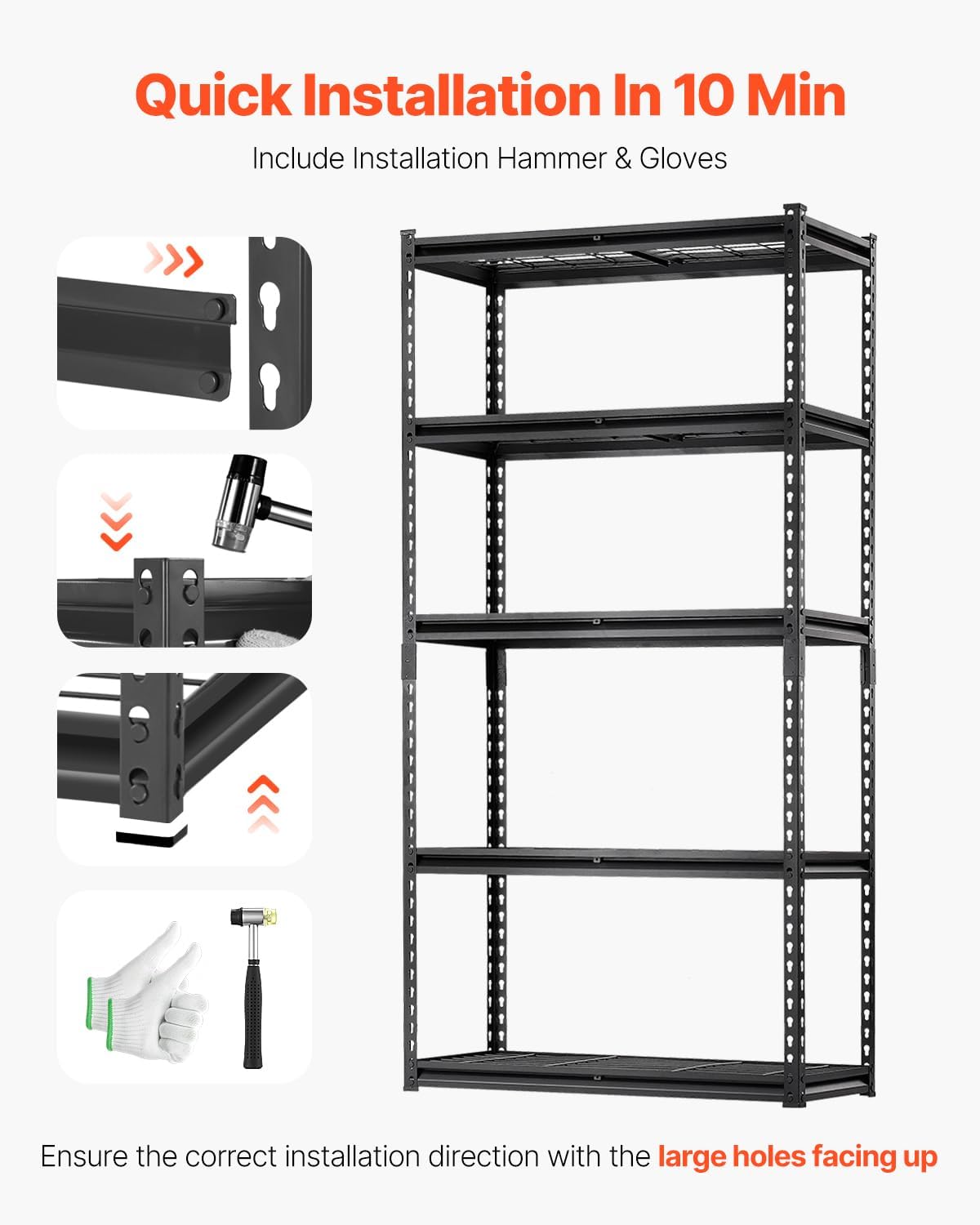 Thumbnail 6 de VEVOR Étagère de rangement métallique de garage réglable 5 niveaux (907 kg)
