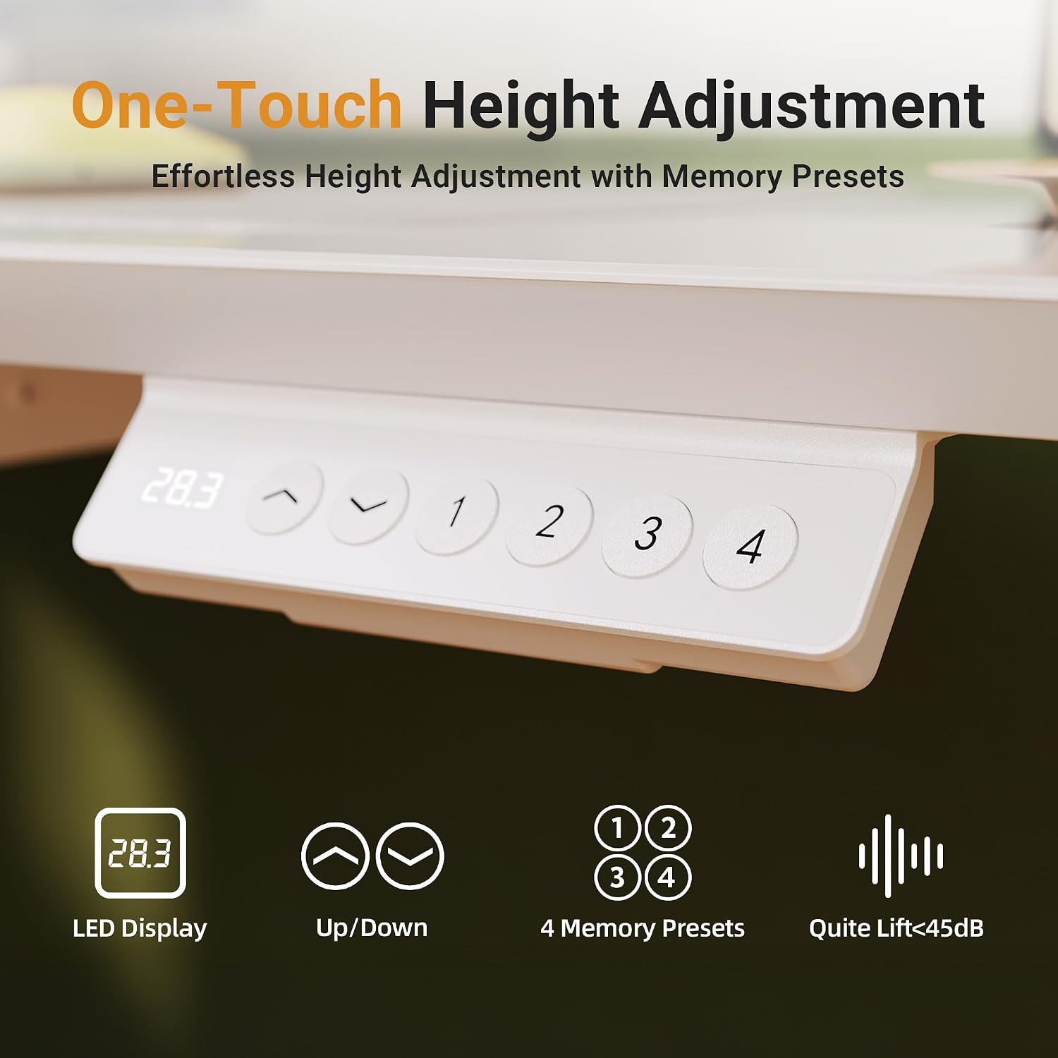 Thumbnail 5 de YDN SD-BDC-32SW-W Glass Standing Desk, 32-Inch White Top with Drawer