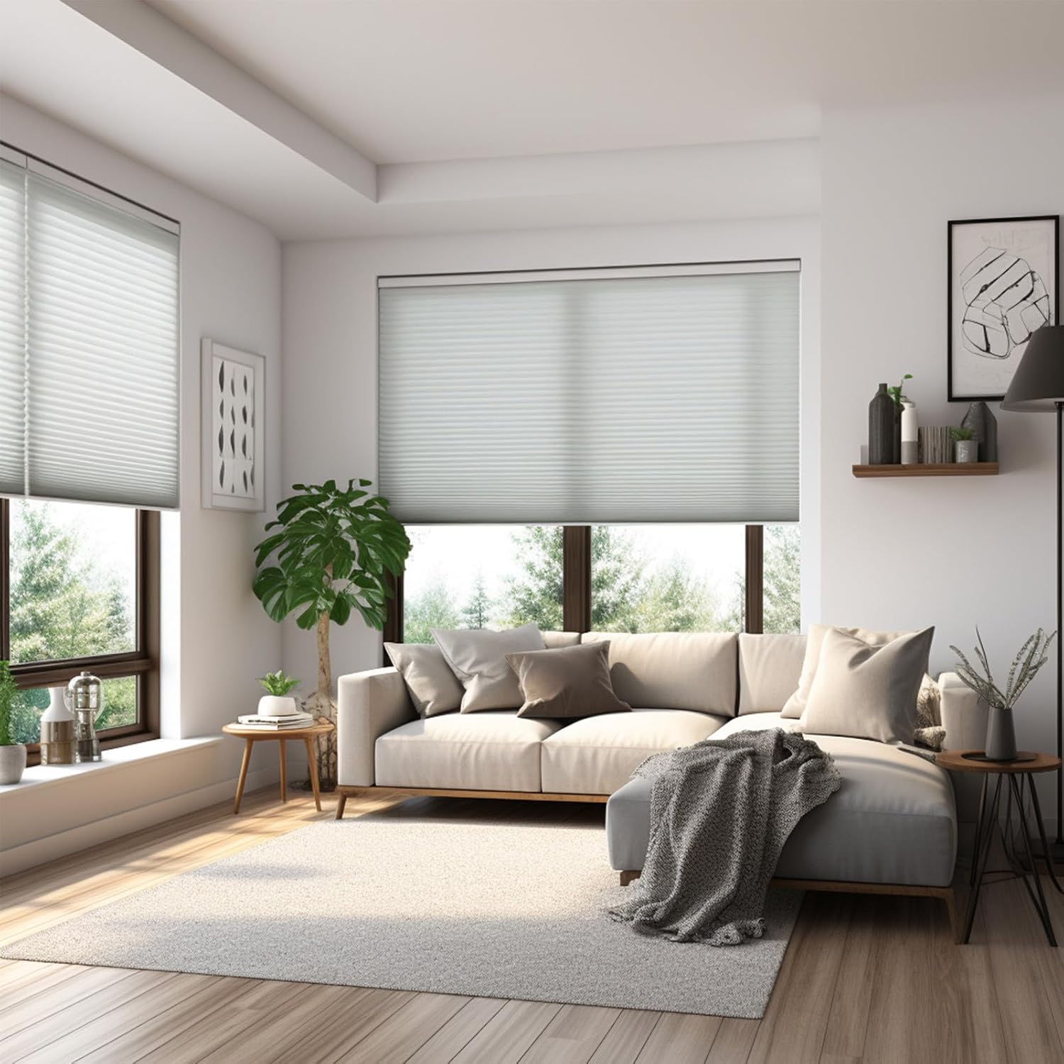 Detalle 2 de Changshade Shade Cordless Cellular Window Shade, Gray, 32" x 48
