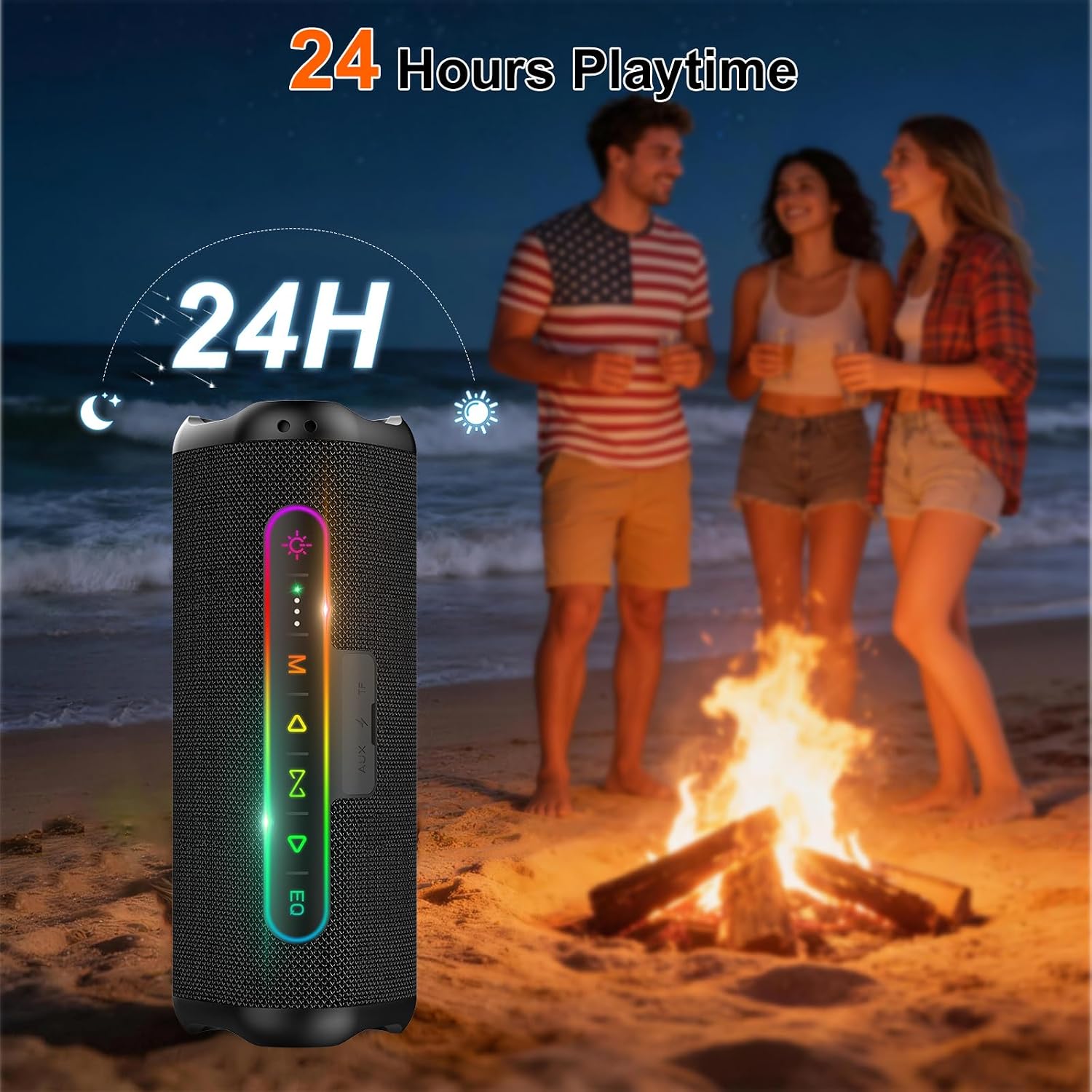 Detalle 2 de Hupoaf M18 Magnetic Golf Bluetooth Speaker (20W, IPX7, 20H playtime, RGB lights, TWS pairing)