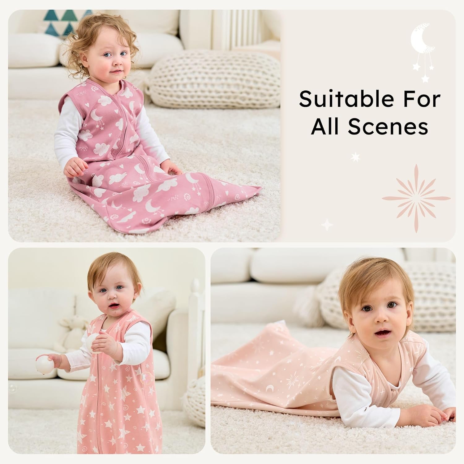 Thumbnail 6 de FIEMOL Baby Schlafsack aus Baumwolle – atmungsaktiver Sommer-Schlafsack mit 0,5 tog für Neugeborene